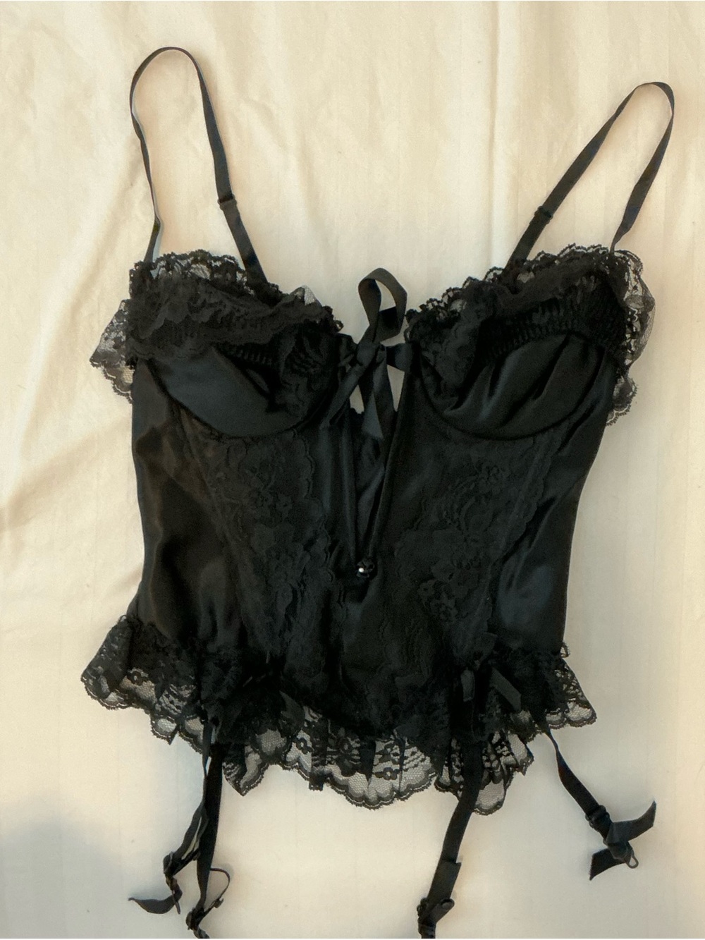 Black Lace Bustier Corset with Garter Straps - Women Intimates